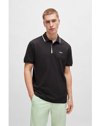 BOSS - Honeycomb-cotton Polo Shirt With Contrast Logo - Lyst
