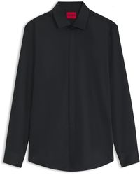 HUGO - Camisa Slim Fit En Algodón Con Botones Ocultos En La Parte Delantera - Lyst