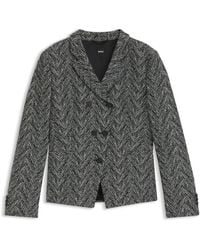 BOSS - Veste Regular En Tweed À Chevrons - Lyst