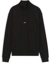 BOSS - Cotton-Terry Sweatshirt With Quarter Zip - Lyst
