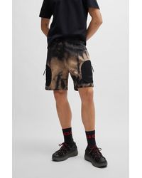 HUGO - Cotton-terry Relaxed-fit Shorts With Logo Print - Lyst