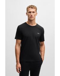 BOSS - Stretch-Cotton T-Shirt With Embroidered Logo - Lyst