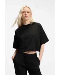 HUGO - Relaxed-Fit Cropped T-Shirt - Lyst