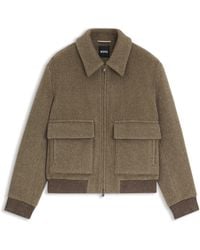 BOSS - Relaxed-Fit Jacke Aus Alpaka-Mix Mit Fischgrätmuster - Lyst
