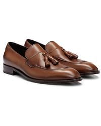 BOSS - Leather Loafers With Tassel Trim - Lyst