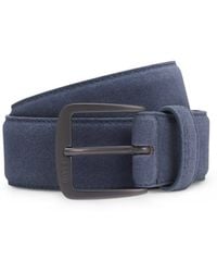 BOSS - Italian-Suede Belt With Gunmetal Buckle - Lyst