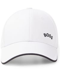BOSS by HUGO BOSS Cap aus Baumwoll-Twill mit Logo und Einfassung in Kontrastfarbe - Weiß