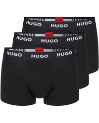 HUGO Dreier-Pack Boxershorts aus Stretch-Baumwolle mit Logos am Bund - Schwarz