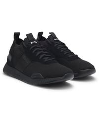 BOSS - Ttnm Evo-Sneakers Met Gebreide Bovenzijde En Suède Details - Lyst
