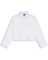 HUGO - Oversized Katoenen Overhemd Met Krijtstreep En Onafgewerkte Zoom - Lyst