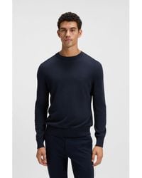 BOSS - Knitted-Cotton Sweater With Embroidered Logo - Lyst