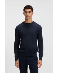 BOSS - Knitted-Cotton Sweater With Embroidered Logo - Lyst