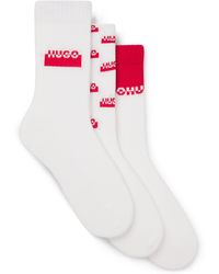 HUGO - Three-Pack Of Short-Length Socks With Split Logos - Lyst