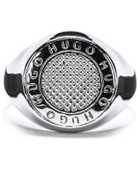 BOSS by HUGO BOSS Round Ring With Engraved Logos - Metallic