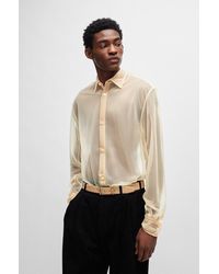 BOSS - Regular-fit Shirt In Transparent Jersey With Kent Collar - Lyst