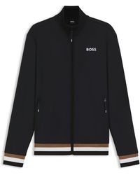 BOSS - Equestrian Zip-Up Jacket With Signature-Stripe Trims - Lyst