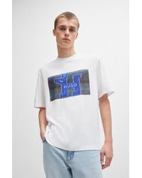 HUGO - Cotton-jersey Regular-fit T-shirt With Logo Artwork - Lyst