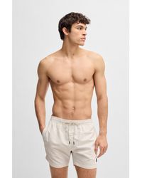 BOSS - Printed Swim Shorts With Logo Badge - Lyst
