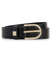 BOSS - Italian-leather Belt With Gold-tone Buckle - Lyst