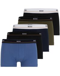 BOSS - Lot de cinq boxers courts en coton stretch avec taille logotée - Lyst