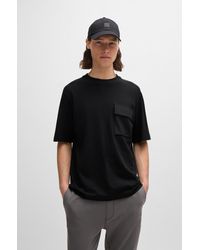 BOSS - Cotton-jersey T-shirt With Branded Cargo Pocket - Lyst