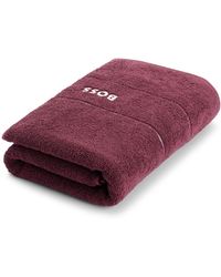 BOSS - Cotton Bath Towel With White Logo Embroidery - Lyst