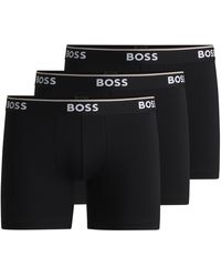BOSS - Three-Pack Of Stretch-Cotton Boxer Briefs With Logos - Lyst