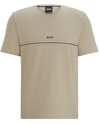 BOSS - Pyjama-Shirt aus Stretch-Baumwolle mit Logo-Print - Lyst