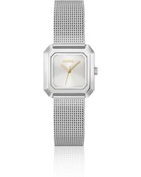 HUGO - Hazel Stainless-Steel Square Watch With Mesh Bracelet - Lyst