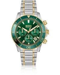 BOSS - Tweekleurige Sealiner-Chronograaf Met Groene Wijzerplaat - Lyst