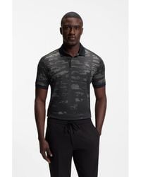 BOSS - Active Slim-Fit Polo Shirt With Jacquard Pattern - Lyst