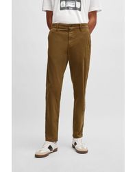 BOSS - Tapered-fit Trousers In Stretch-cotton Broken Twill - Lyst