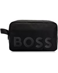 BOSS - Logo Washbag In Structured Recycled Material - Lyst