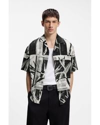 HUGO - Oversized-Fit Printed Shirt With Camp Collar - Lyst