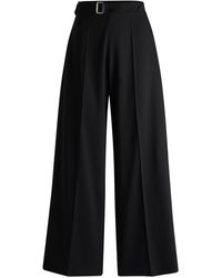 BOSS - Stretch-wool Trousers With Feature Waist And Soft Drape - Lyst