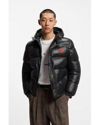 HUGO - Water-Repellent Hooded Jacket With Logo Patch - Lyst