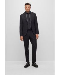 BOSS - Slim-fit Suit In A Micro-patterned Wool Blend - Lyst