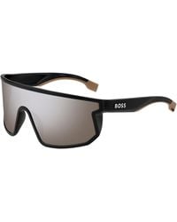 BOSS - Black Mask-style Sunglasses With Branded Temples - Lyst
