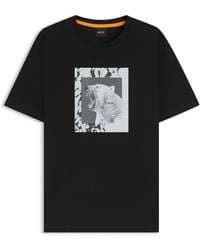 BOSS - T-Shirt Aus Baumwoll-Jersey Mit Tier-Artwork - Lyst