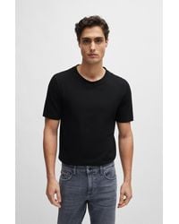 BOSS - Cotton-blend T-shirt With Bubble-jacquard Structure - Lyst