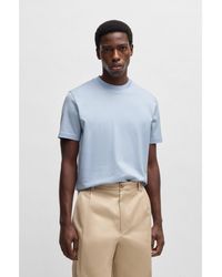 BOSS - Mercerised-Cotton T-Shirt With Micro Pattern - Lyst