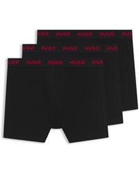 HUGO - Three-Pack Of Branded Boxer Briefs - Lyst