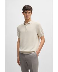 BOSS - Regular-fit Polo Sweater With Mixed Structures - Lyst