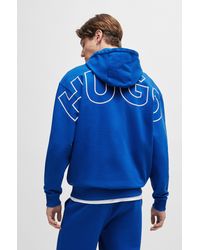 HUGO - Sweat à capuche en molleton de coton avec logos contourés - Lyst
