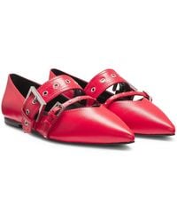 HUGO - Ballerines En Cuir Nappa Avec Brides À Boucle - Lyst