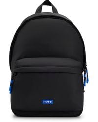 HUGO - Rucksack aus Twill mit blauem Logo-Etikett - Lyst