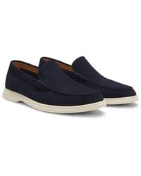 BOSS - Suede Loafers With Emed Logo - Lyst