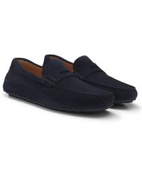 BOSS - Suede Moccasins With Penny Trim - Lyst