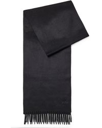 BOSS by HUGO BOSS - Fringed Scarf In Pure Italian Cashmere With Embroidered Logo - Lyst