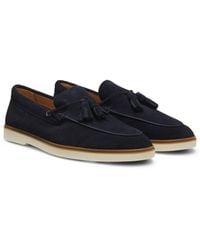 BOSS - Suede Loafers With Tassel Trim - Lyst